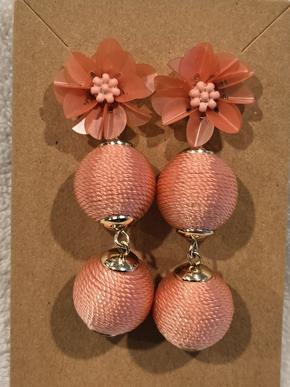 J. Crew Coral Floral Double Drop Earrings